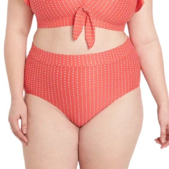 Lane Bryant NWOT Dot Texture Swim Brief in Starfish Coral Dots Size 22 - Picture 1 of 2